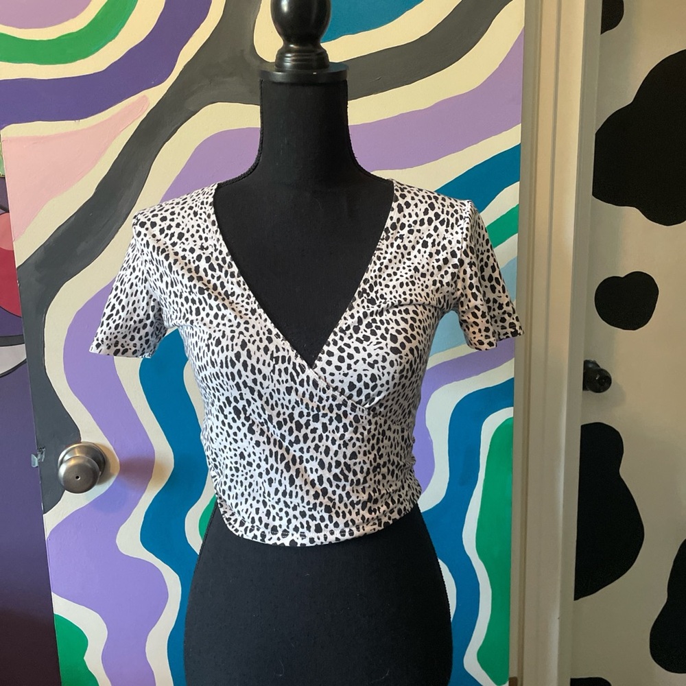 Spotted Wrap Crop Top